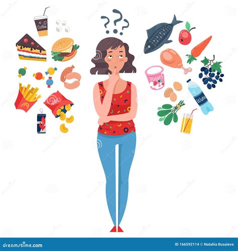 Choice Between Healthy And Unhealthy Food Stock Vector Illustration