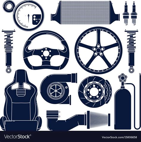 Auto Parts Icons Royalty Free Vector Image Vectorstock Spon