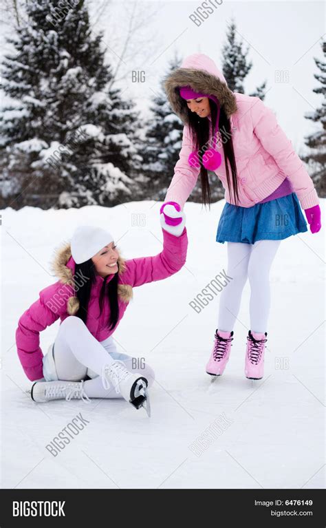 Two Girls Ice Skating Image And Photo Free Trial Bigstock