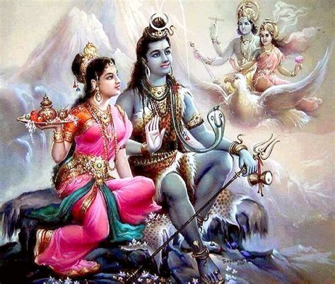Shiva Parvati And Vishnu Lakshmi Artist Sapan S Indian Print Via