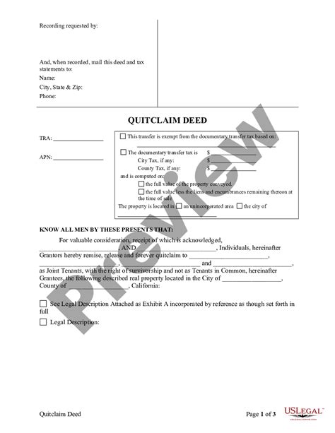 California Quitclaim Deed From Two Individuals To Four Individuals As