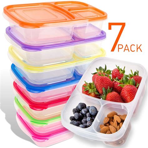 Bento Lunch Box Containers 7 Pack For Kids And Adults Plastic Divided