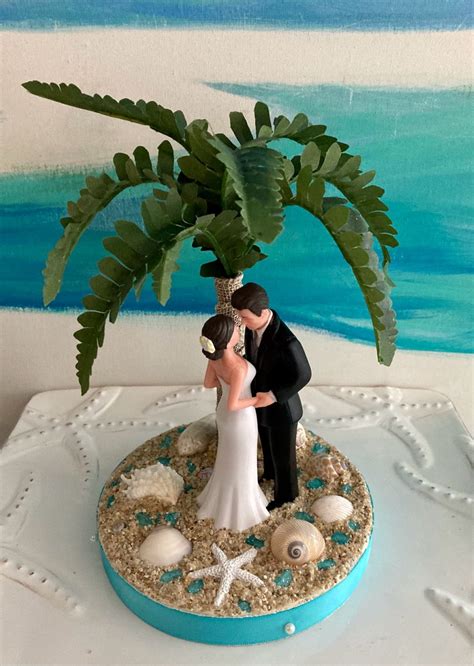 Palm Tree Bride And Groom Beach Wedding Cake Topper ☀️ Beach Wedding