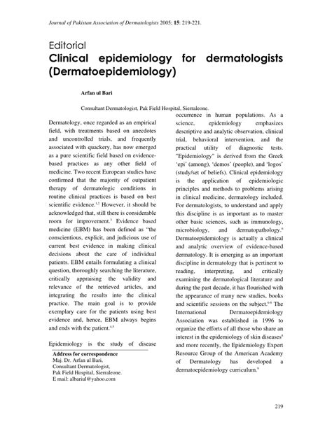 Pdf Clinical Epidemiology For Dermatologists Dermatoepidemiology