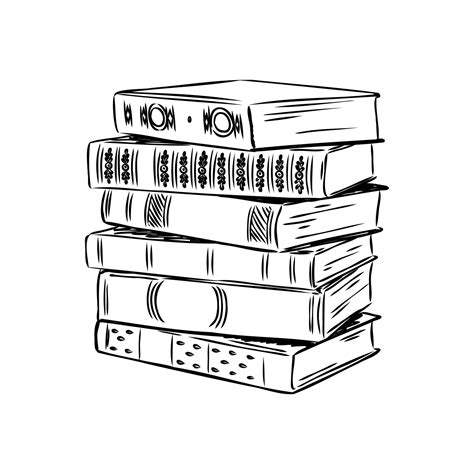 Pile De Livres Isolé Sur Blanc Illustration Vectorielle De Croquis