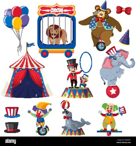 Set Of Circus Animals And People Illustration Stock Vector Image And Art
