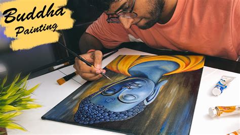 Gautam Buddha Painting With Acrylic Colour Canvas Painting YouTube