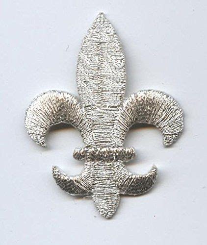 Medium Metallic Silver Fleur De Lis Iron On Embroidered P
