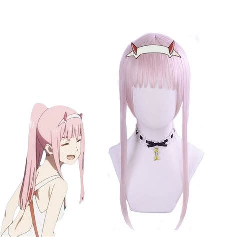 Darling In The Franxx Anime Cosplay 02 Zero Two Pink Long Ponytail Wig