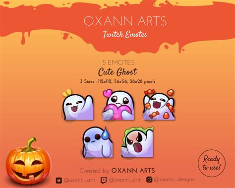 Halloween Emote Pack 5x Cute Ghost Emotes For Twitch And Etsy Canada