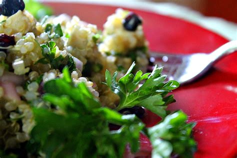 Curried Quinoa Tofu Salad With Currants Shallots And Parsley