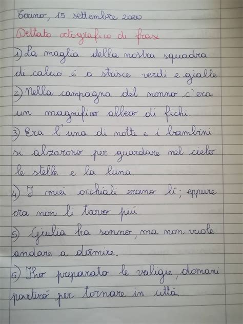 Dettati Ortografici Di Frasi Classe Quarta