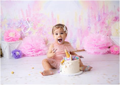Unicorn Pastel Rainbow Cake Smash Season Moore Photography