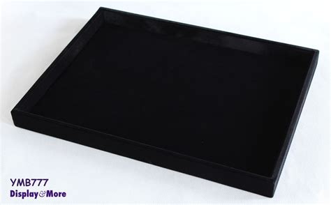 2x Flat Jewellery Display Tray 40x30cm Large Full Black Velvet