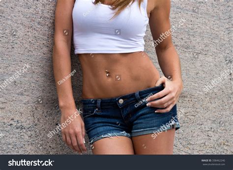 Sexy Young Woman Midriff Belly Denim Stockfoto 338462240 Shutterstock