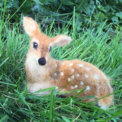 Needle Felted Deer Fawn Curled Up Laying Down Soft Alpaca Etsy