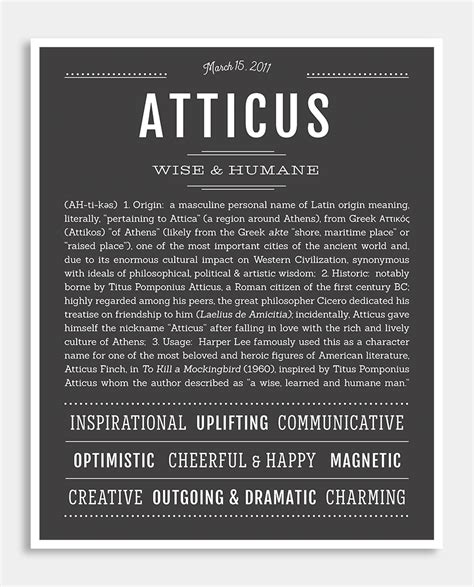 Atticus Classic Name Print Classic Names Names With Meaning