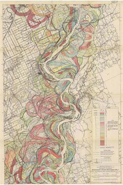 Mississippi River Meander Belt Geological Map By Harold Fisk 1944 4
