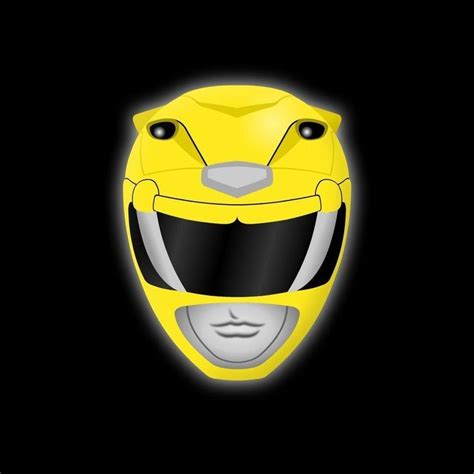 Yellow Mighty Morphin Power Ranger Helmet With A Black Background