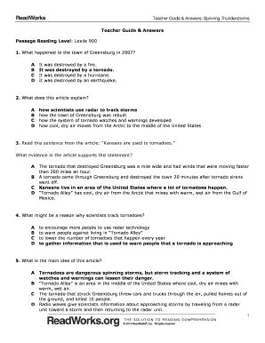 .read passage, answer questions, check answers, carefully review missed questions. Fillable Online Teacher Guide & Answers: Spinning Thunderstorms Fax Email Print - PDFfiller