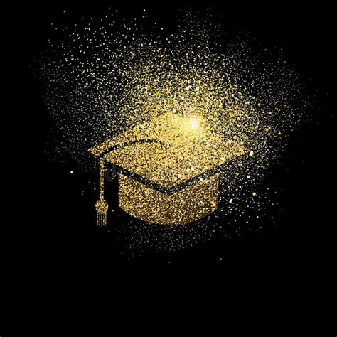 Graduation Cap Gold Glitter Symbol Illustration Stock Vector