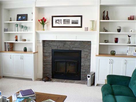 Modern White Fireplace Design With Brick Wall