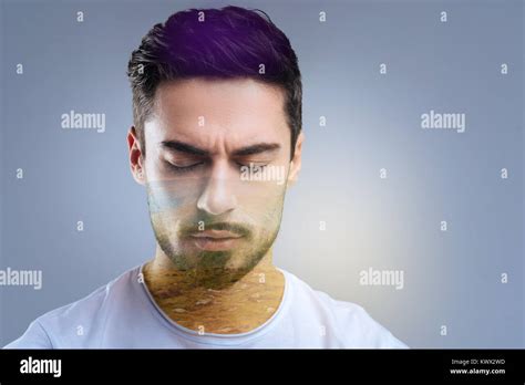 Peaceful Thoughtful Man Closing His Eyes Stock Photo Alamy