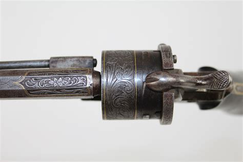 Engraved Belgian Lefaucheux Pinfire Revolver Antique Firearms 007