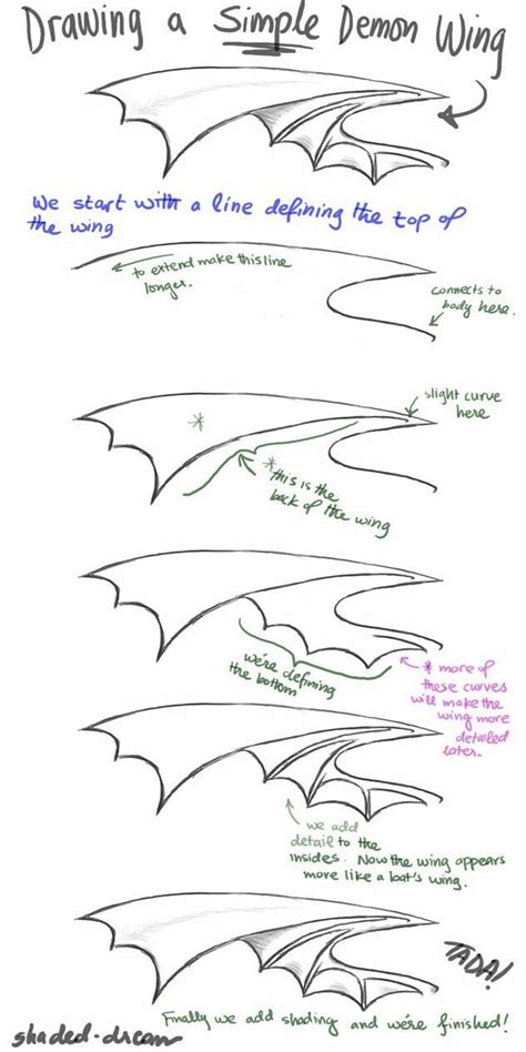 Drawing A Simple Demon Wing Text How To Draw Mangaanime Dragon