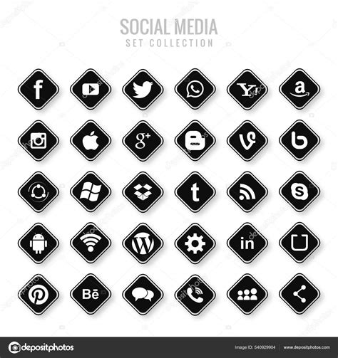 Popular Social Media Icon Collection Vector Stock Vector Image By