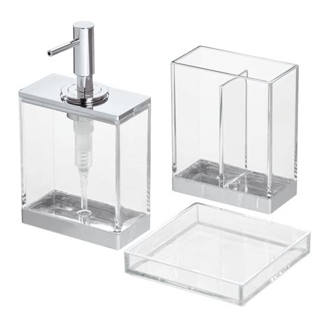 Idesign Clarity Bathroom Countertop Accessory Set Clear