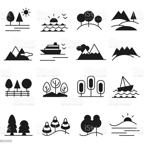 Landscape Icon Set Stock Illustration - Download Image Now - iStock