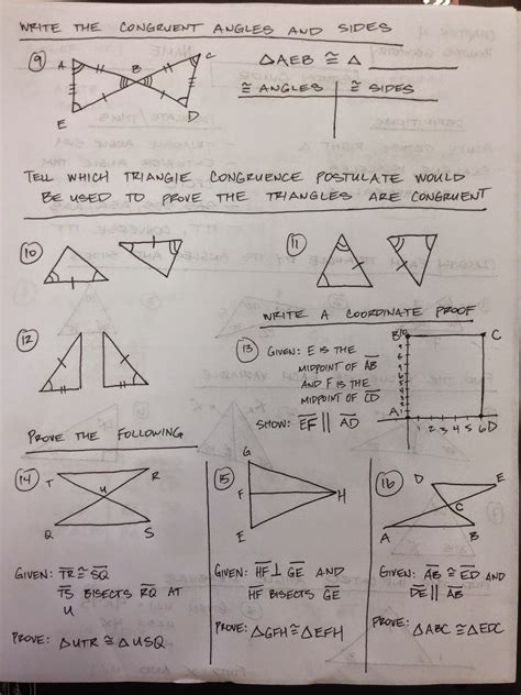 Honors Geometry Vintage High School Chapter 4 Test Study Guide