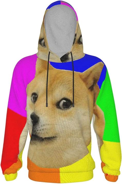 Rainbow Doge Meme Teens Graphic Hoodies Cool Pullover