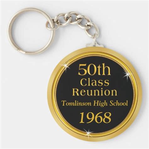 Gold And Black 50th Class Reunion T Ideas Keychain