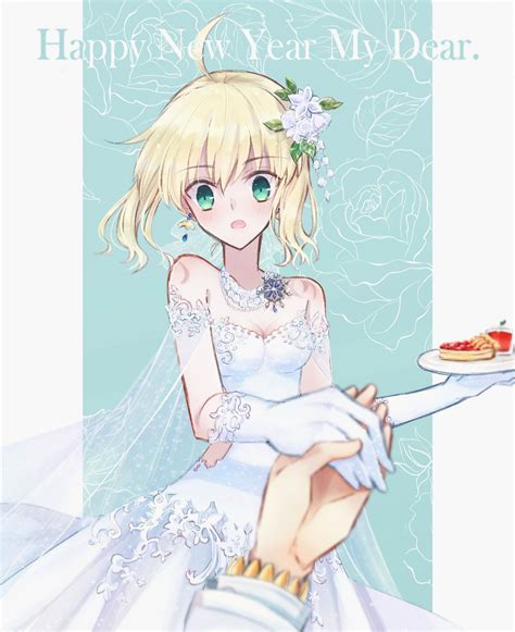 Wallpaper Saber Fate Series Brides White Dress Cake Anime Girls