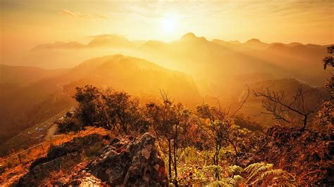 Majestic View Of Misty Mountain With Sunlight Fang Thailand Windows