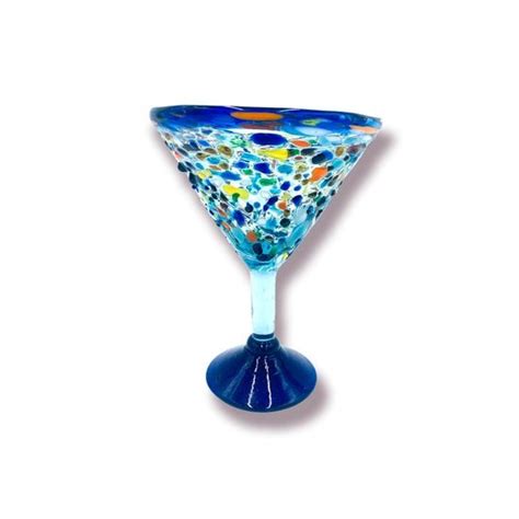 Handcrafted Confetti Rock Martini Glasses Mexican Fiesta Inspired