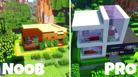 Noob Vs Pro Modern House Minecraft Youtube