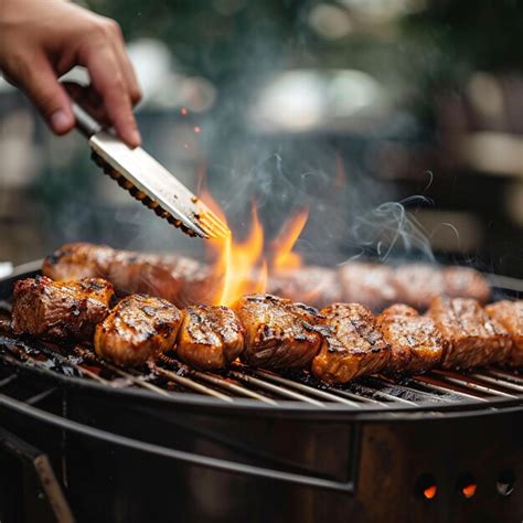 premium ai image grilling pleasure mans hand works barbecue infusing smoky flavors for social