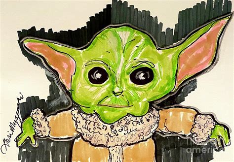 The Child Baby Yoda Star Wars Mandalorian Painting By Geraldine