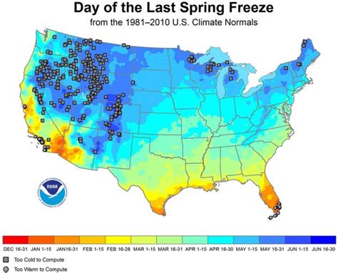 A Us Regional Map Of The Last Day Of Freezing Temperatures Citylab