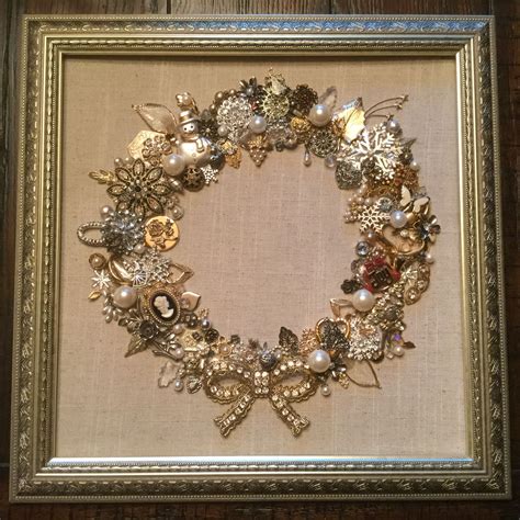 Wreath Made From Old Jewelry Jewelry Tree Art Vintage Jewelry Art