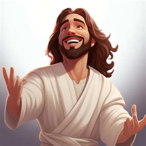Premium Ai Image Joyful Jesus A Heartwarming Cartoon Depicting The