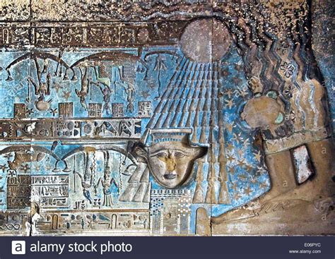 Egyptdenderaptolemaic Temple Of The Goddess Hathorview Of Ceiling