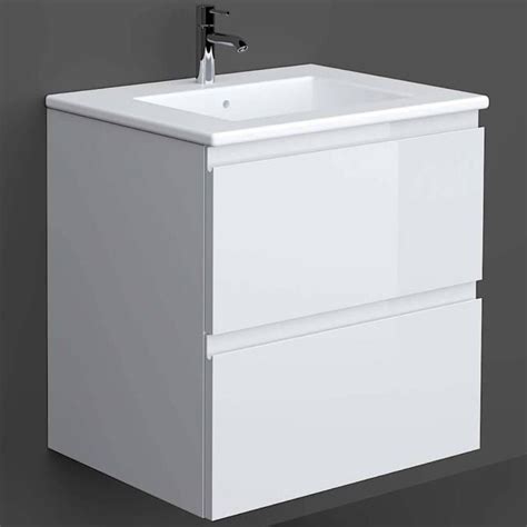 Rak Joy White 600mm Wall Hung Bathroom Vanity Unit With Basin Vanity