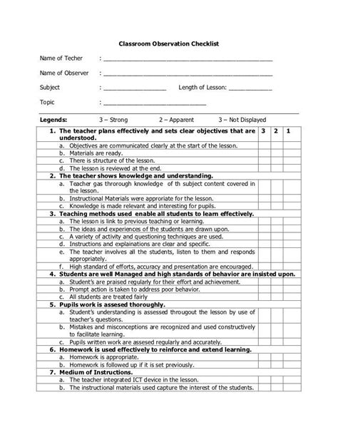 A good lesson plan can be a great way for teachers to organize activities, highlight areas of focus, experiment with different ideas, and set goals for student. teacher observation checklist template | Classroom ...