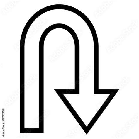 U Turn Vector Icon Style Is Outline Icon Symbol Black Color White