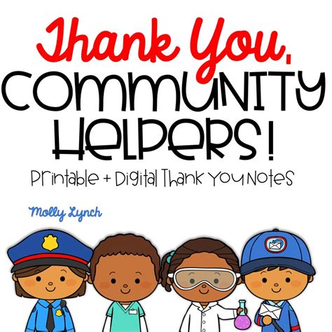 Community Helpers Thank You Card Printable