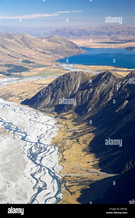 Hopkins River Ram Hill Centre And Lake Ohau South Island New Zealand